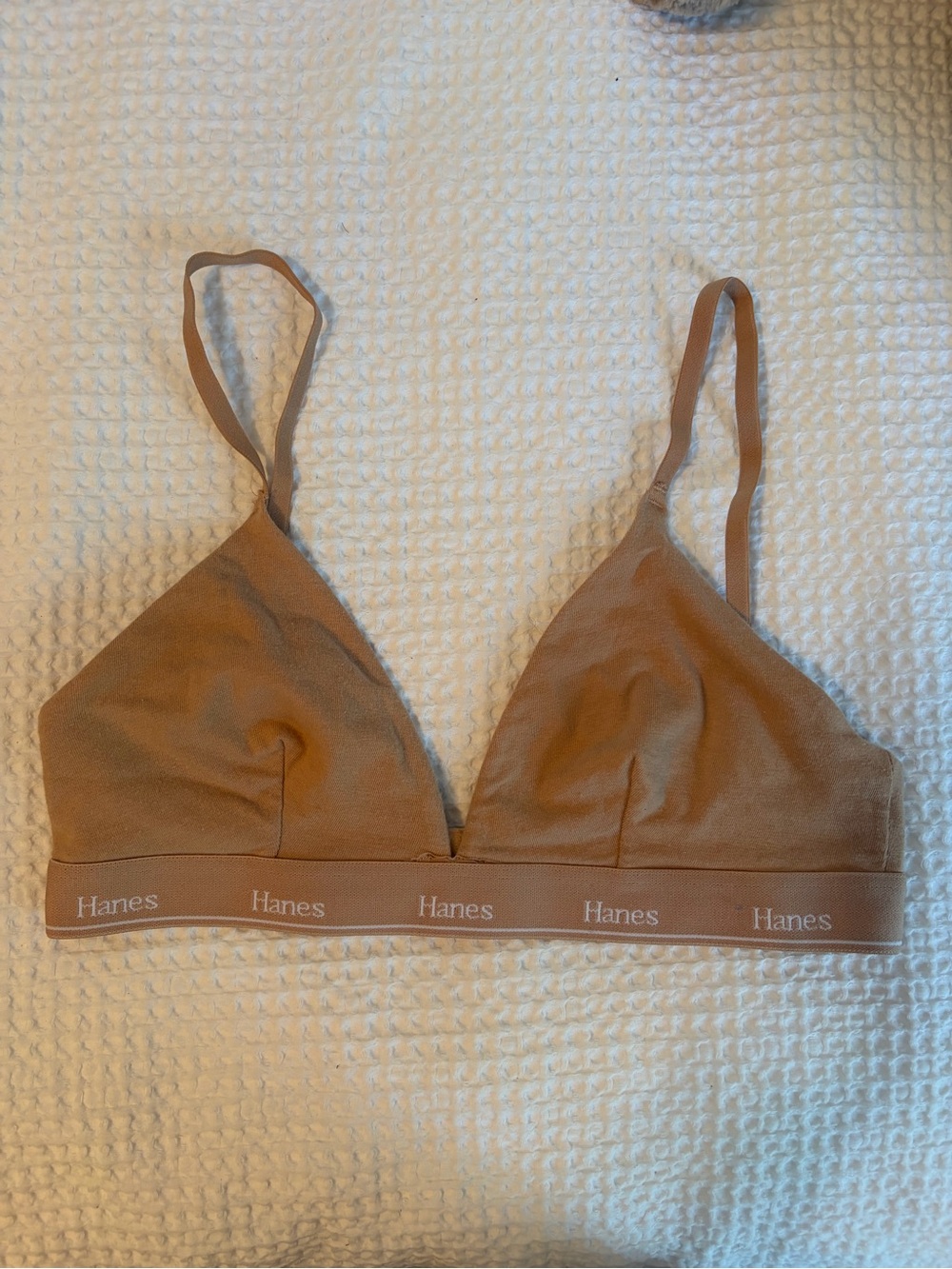 Hanes Wireless Triangle Bralette in Tan